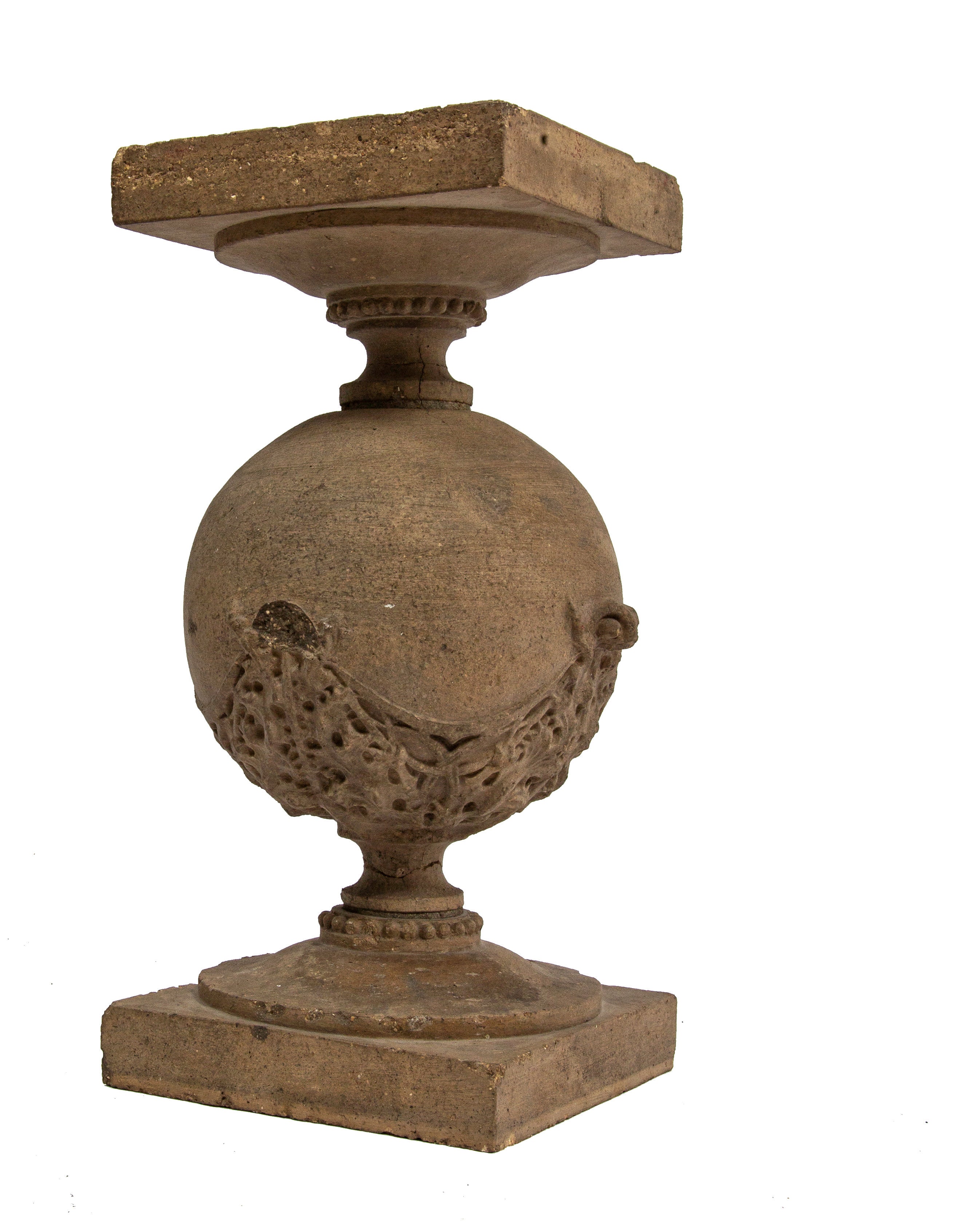 early frank lloyd wright-designed buff-colored sullivanesque terra cotta baluster salvaged from the robert roloson row houses (1894)