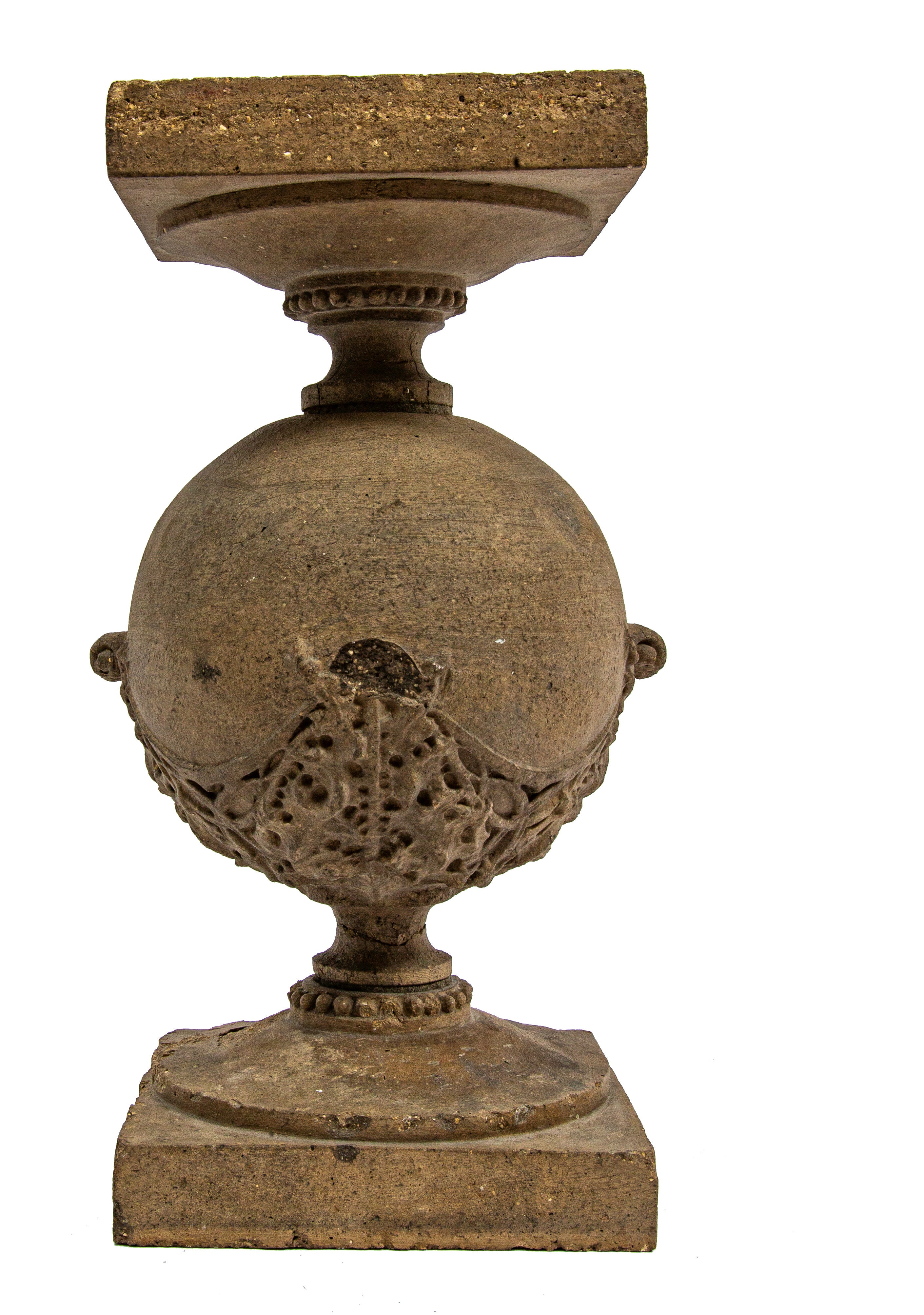 early frank lloyd wright-designed buff-colored sullivanesque terra cotta baluster salvaged from the robert roloson row houses (1894)