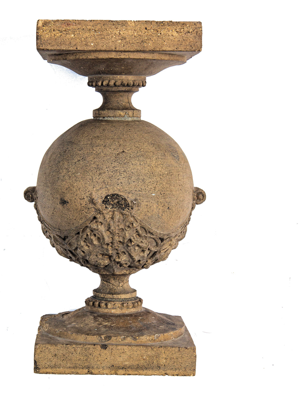 early frank lloyd wright-designed buff-colored sullivanesque terra cotta baluster salvaged from the robert roloson row houses (1894)