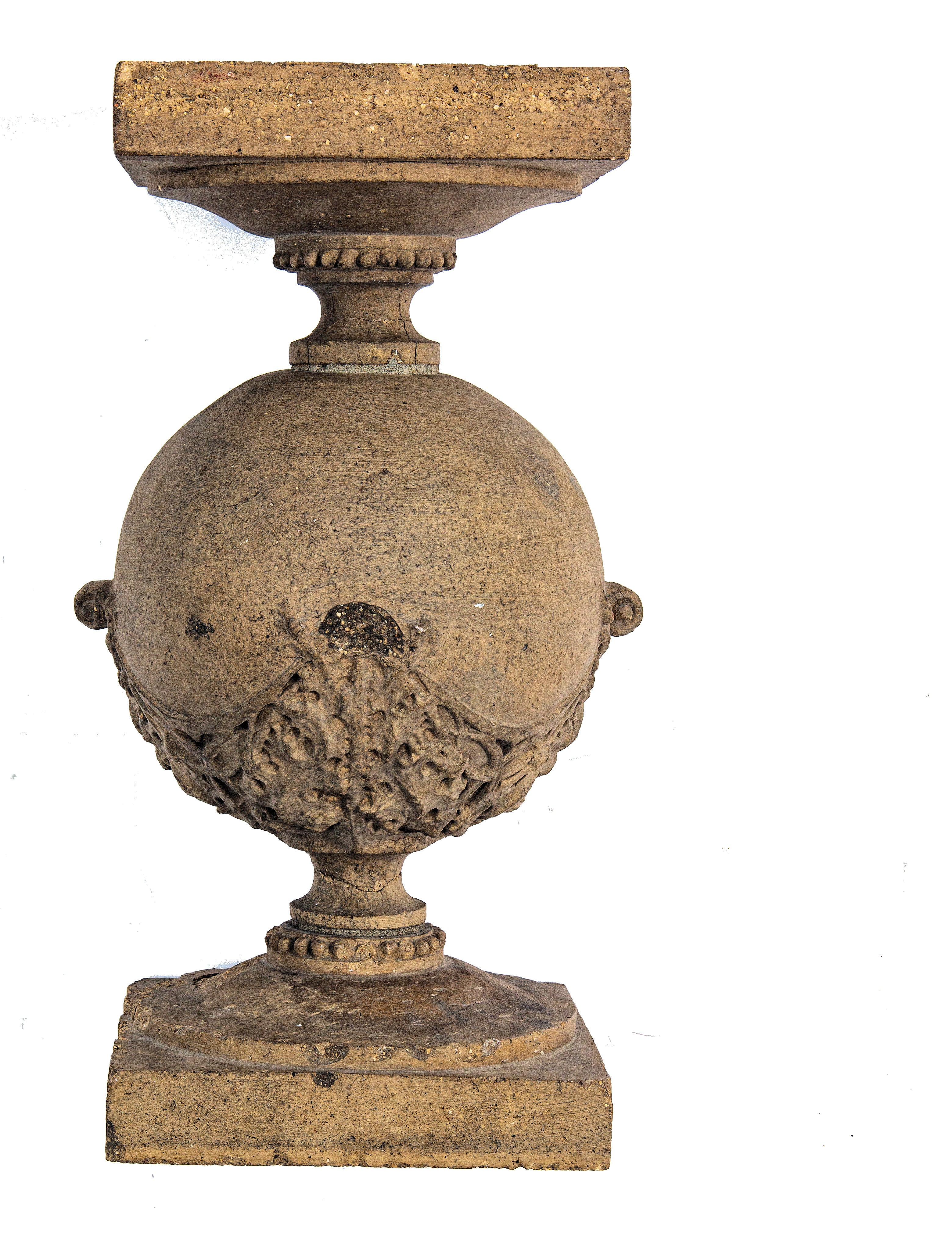 early frank lloyd wright-designed buff-colored sullivanesque terra cotta baluster salvaged from the robert roloson row houses (1894)