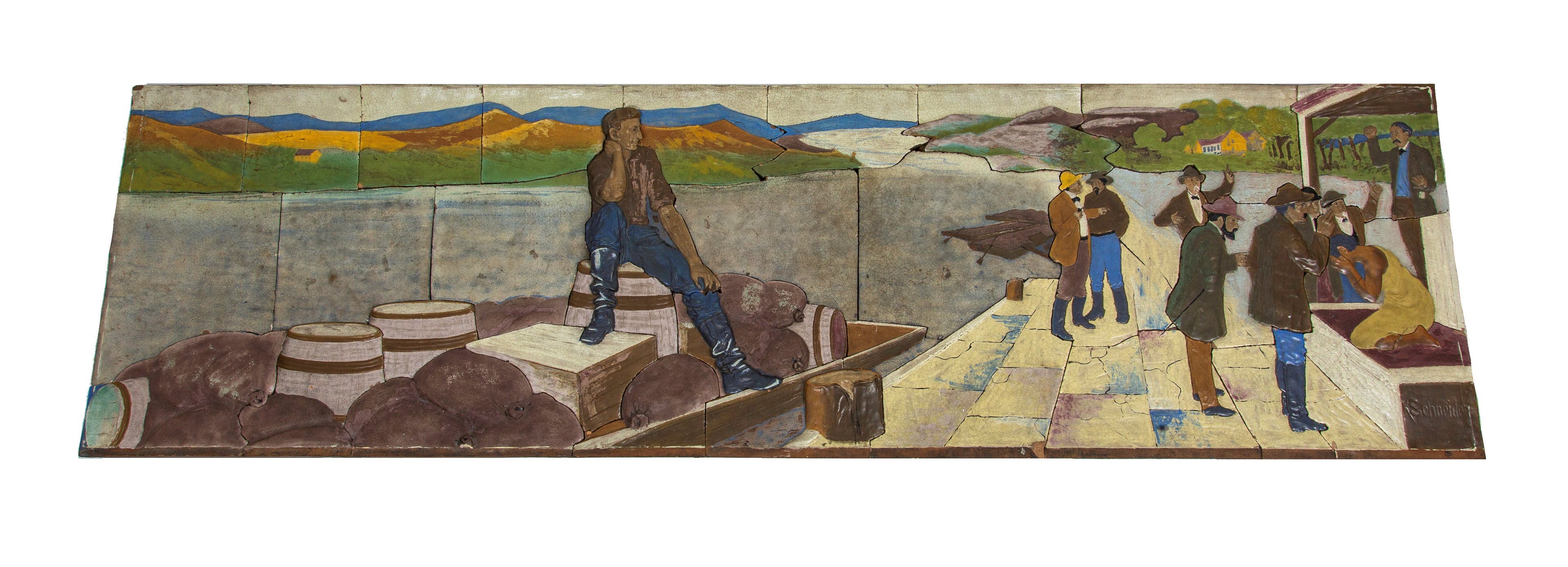 historically important oversized lincoln memorial building (1909) polychromatic glazed terra cotta panel sculpted by kristian schneider for the american terra cotta company, crystal lake, il.