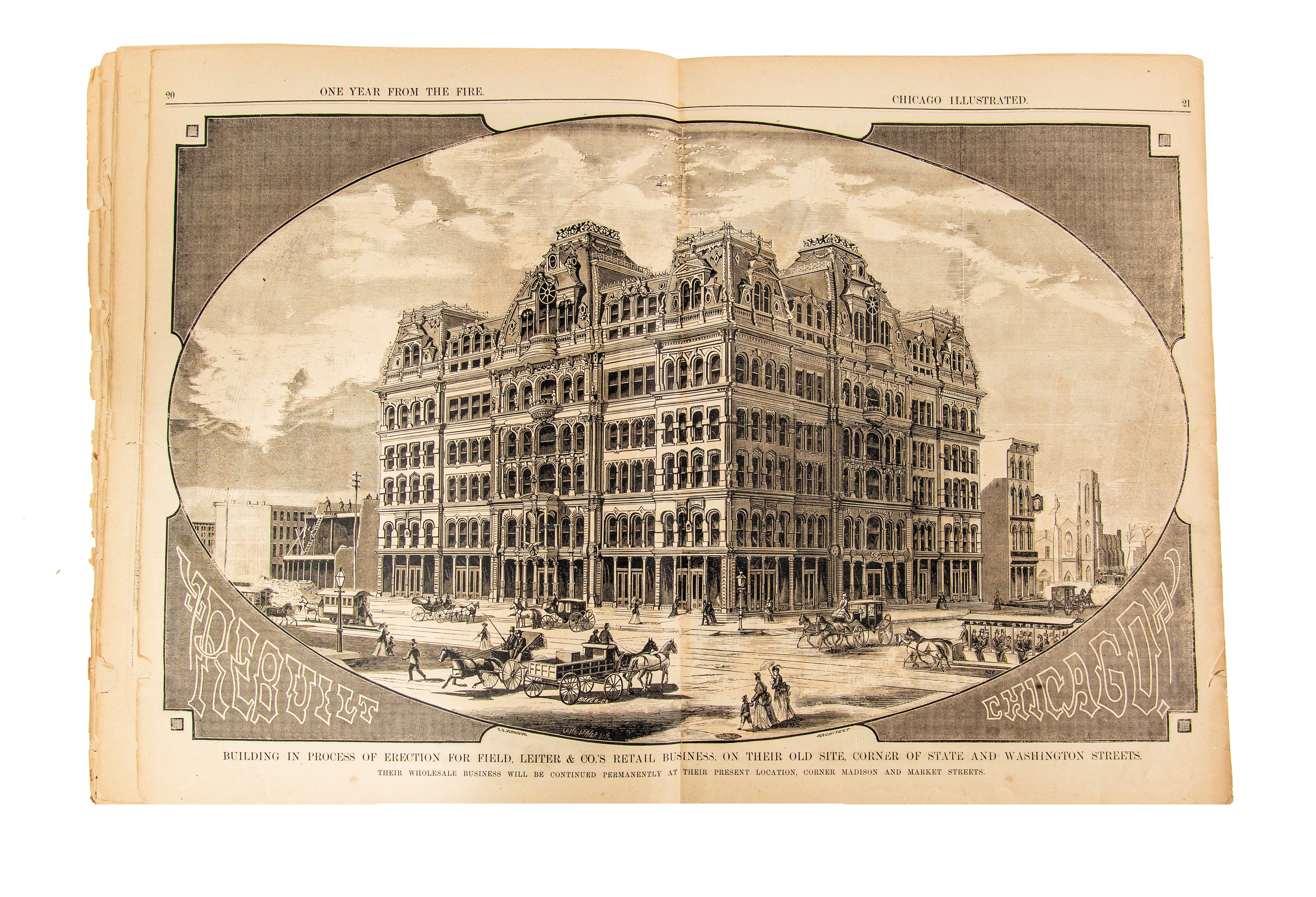 rare folio size 1872 one year from the fire chicago illustrated published by j.m. wing & company