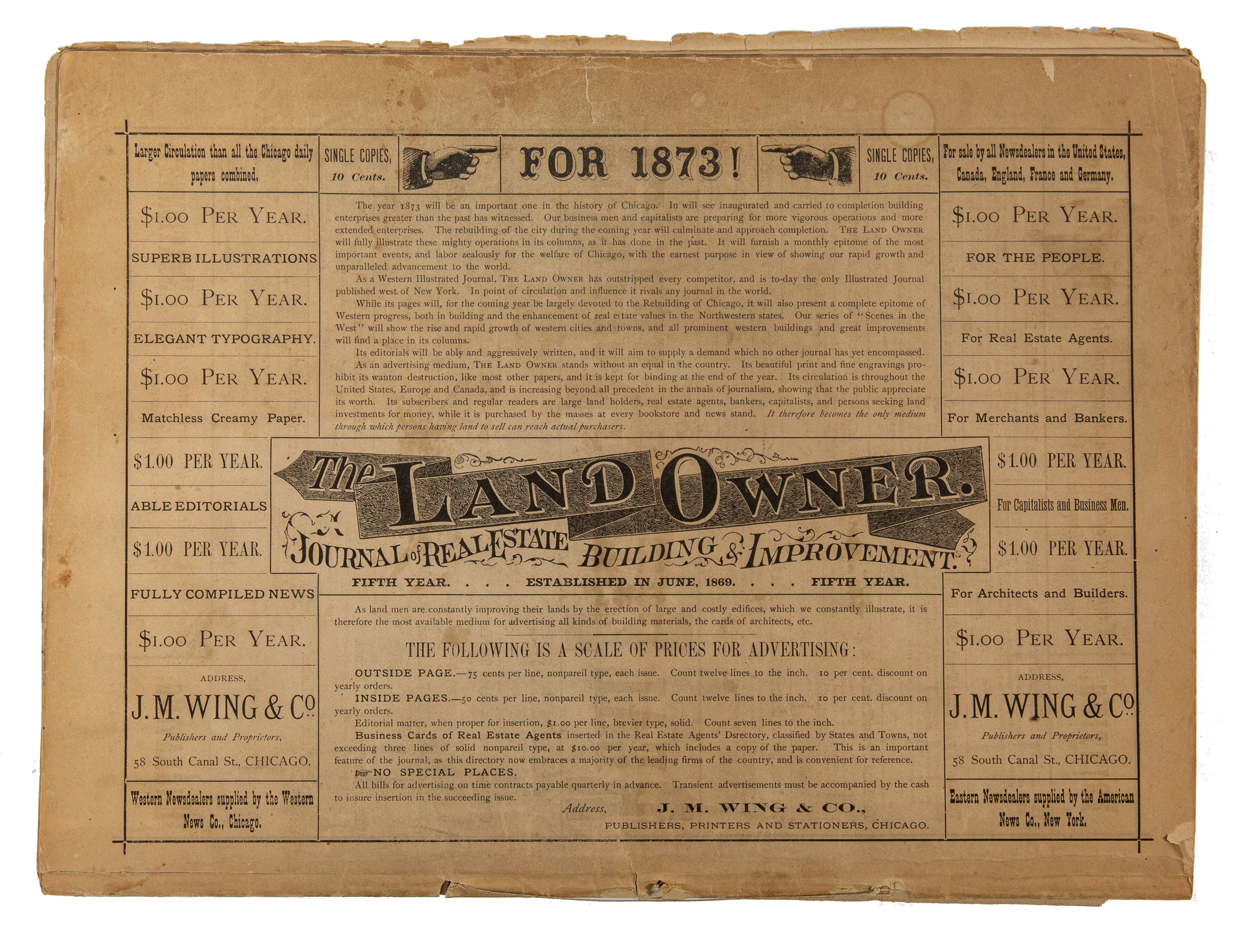 rare folio size 1872 one year from the fire chicago illustrated published by j.m. wing & company