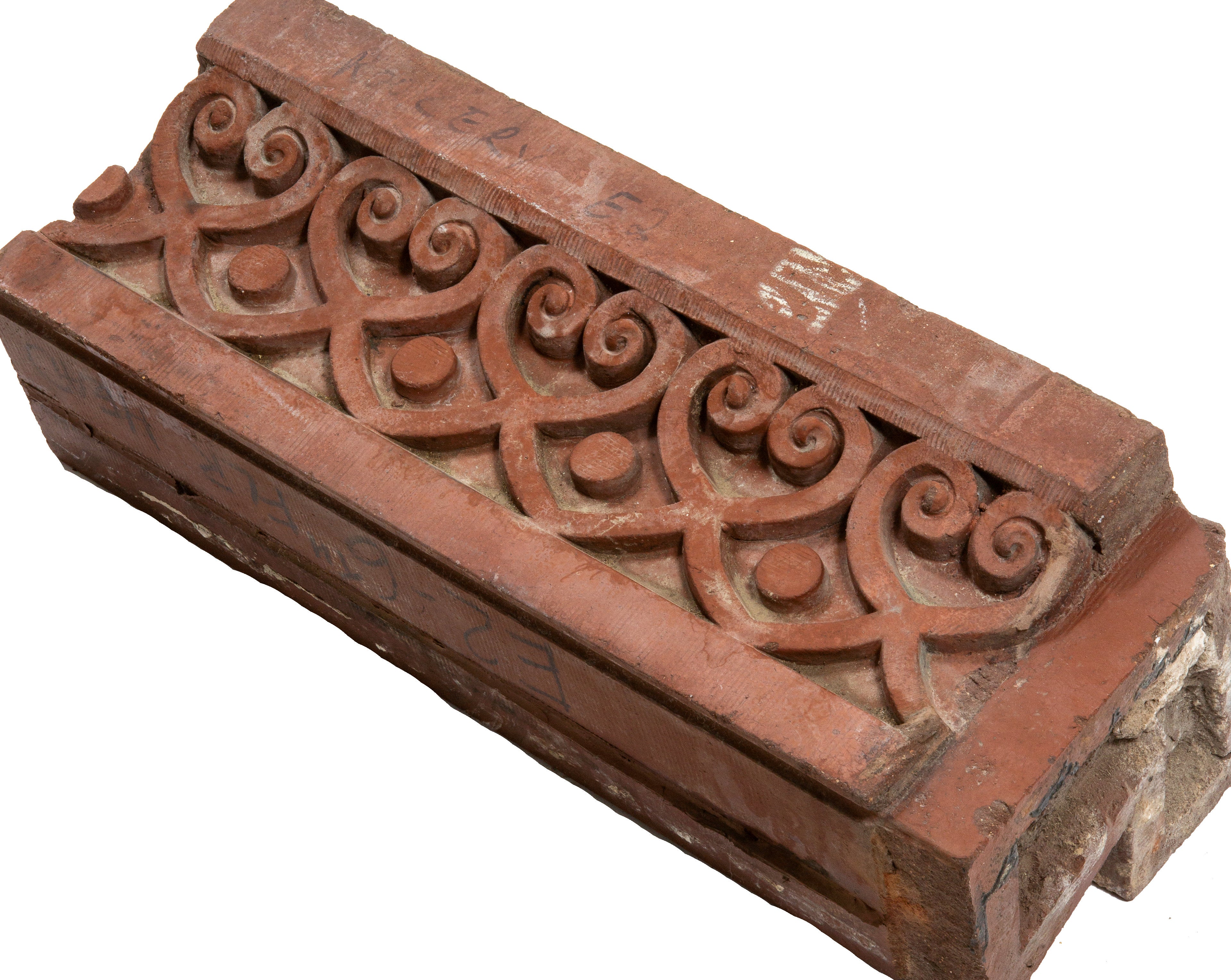 rare 1887-88 original john wellborn root-designed terra cotta window header salvaged from chicago's rookery building