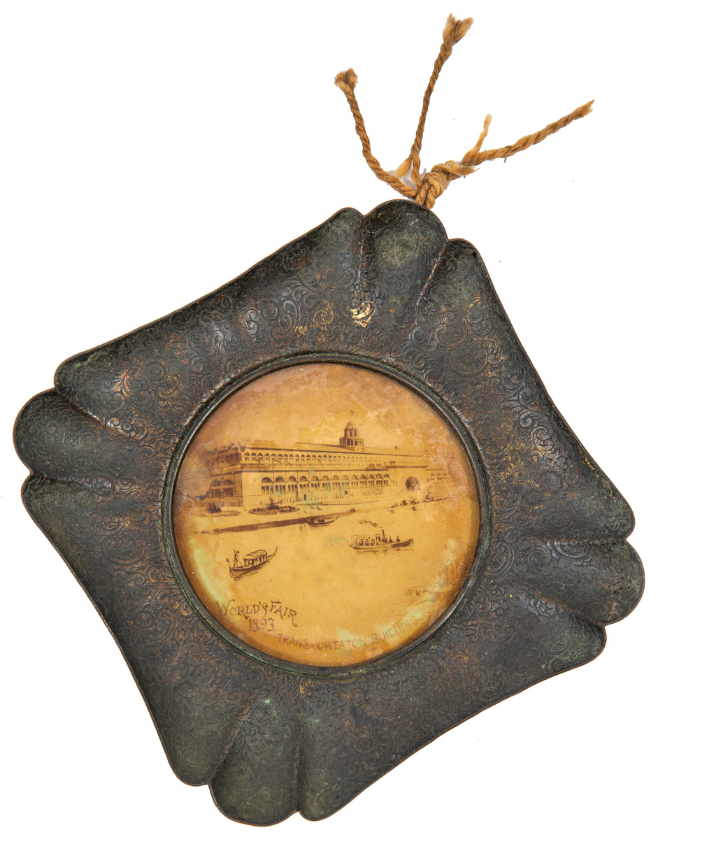 seldom seen 1893 columbian exposition chicago world's fair adler and sullivan stamped brass and glass transportation building souvenir