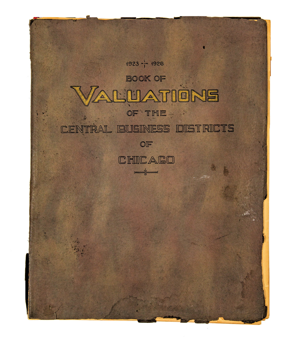 two original "book of valuations of the central business districts of chicago" for the years 1927-1930 and 1939-1942.