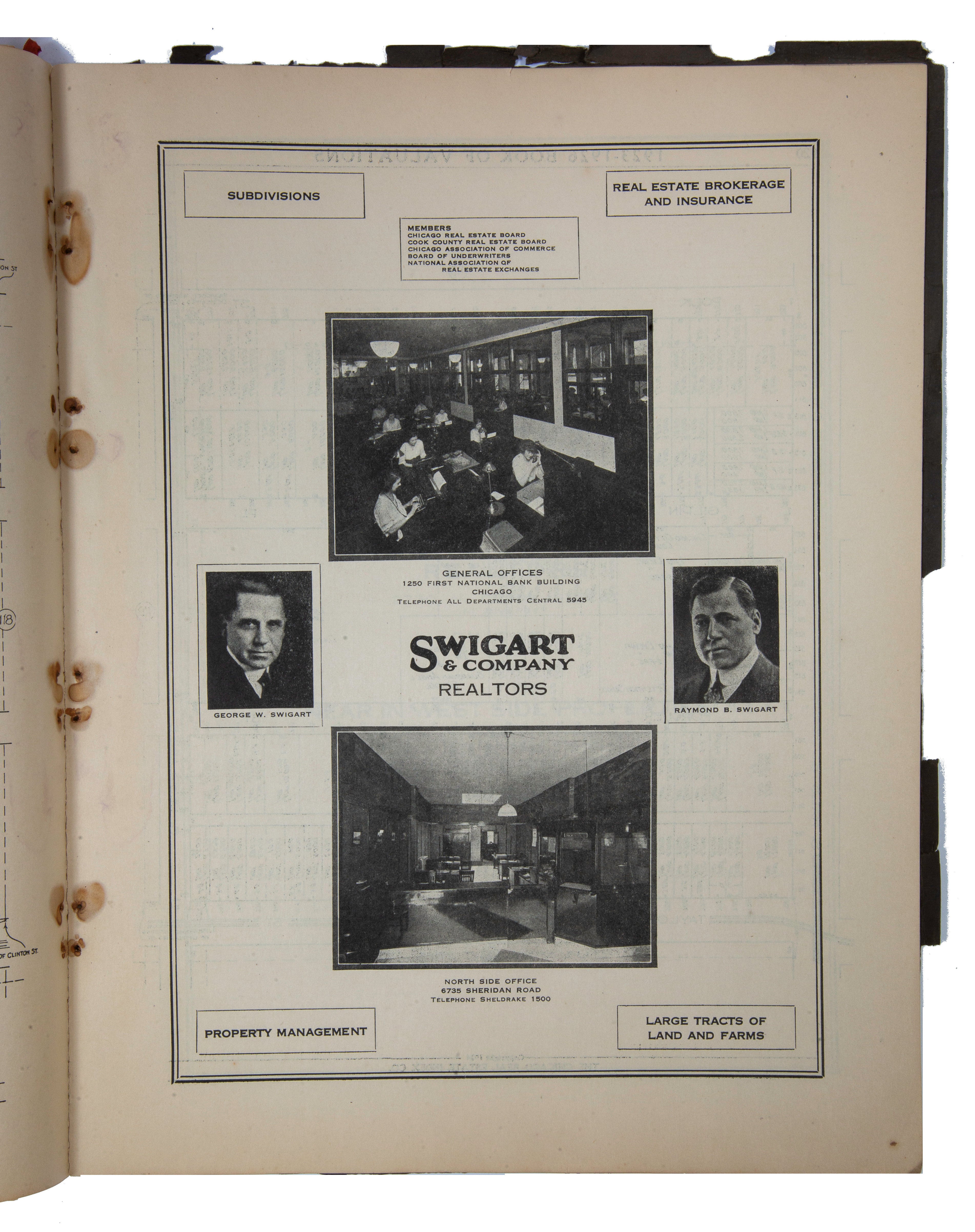 two original "book of valuations of the central business districts of chicago" for the years 1927-1930 and 1939-1942.