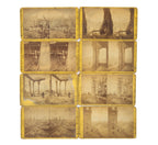 group of eight original lovejoy and foster great chicago fire of 1871 stereoview cards with descriptions on verso