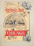 a selection of scans from the original illustrated book "a business tour of chicago depicting fifty years' progress" (e.e. barton, publishers, 1887), featuring sights, industries, history, notable people, and local reminiscences of the city.