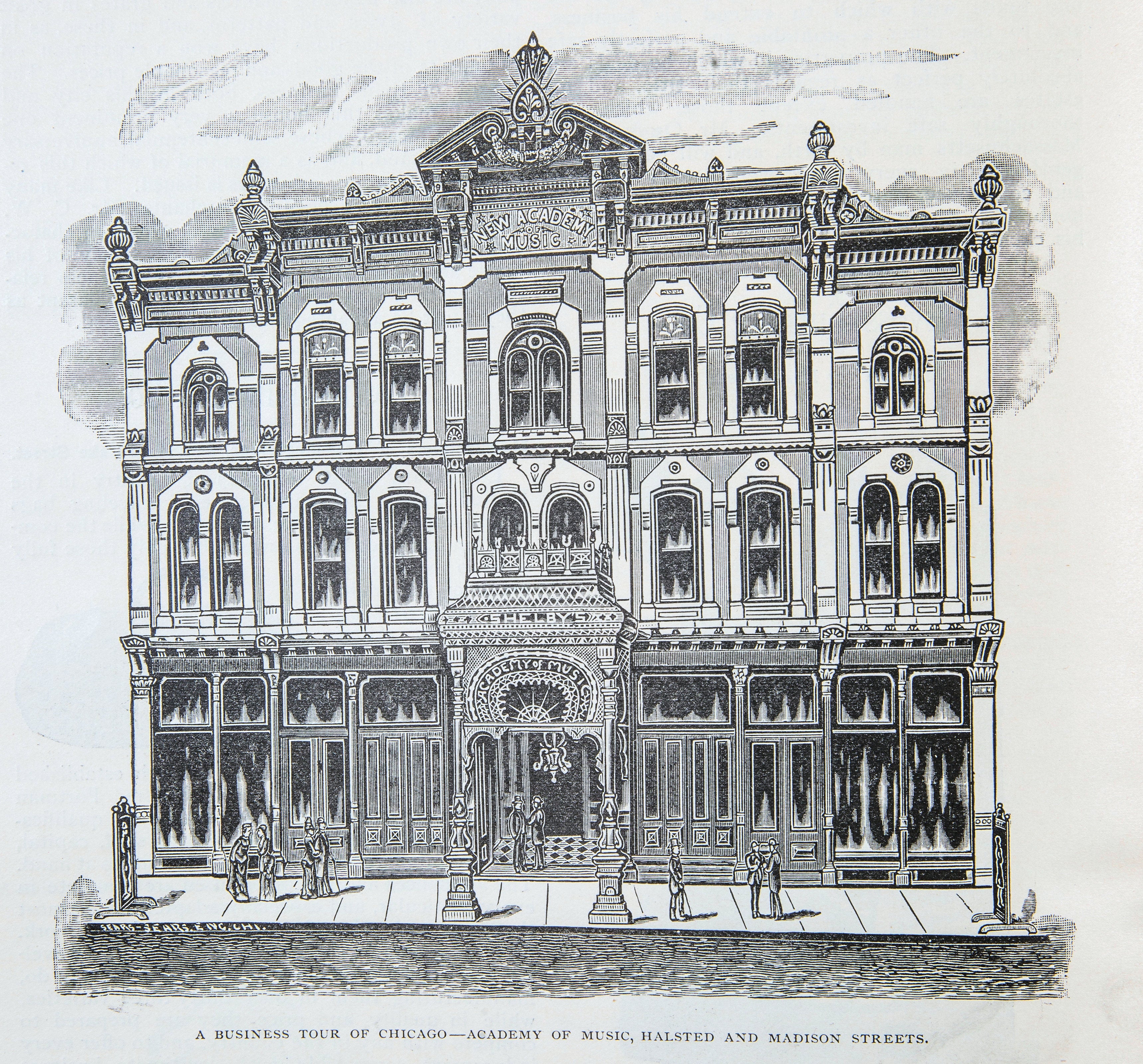 a selection of scans from the original illustrated book "a business tour of chicago depicting fifty years' progress" (e.e. barton, publishers, 1887), featuring sights, industries, history, notable people, and local reminiscences of the city.