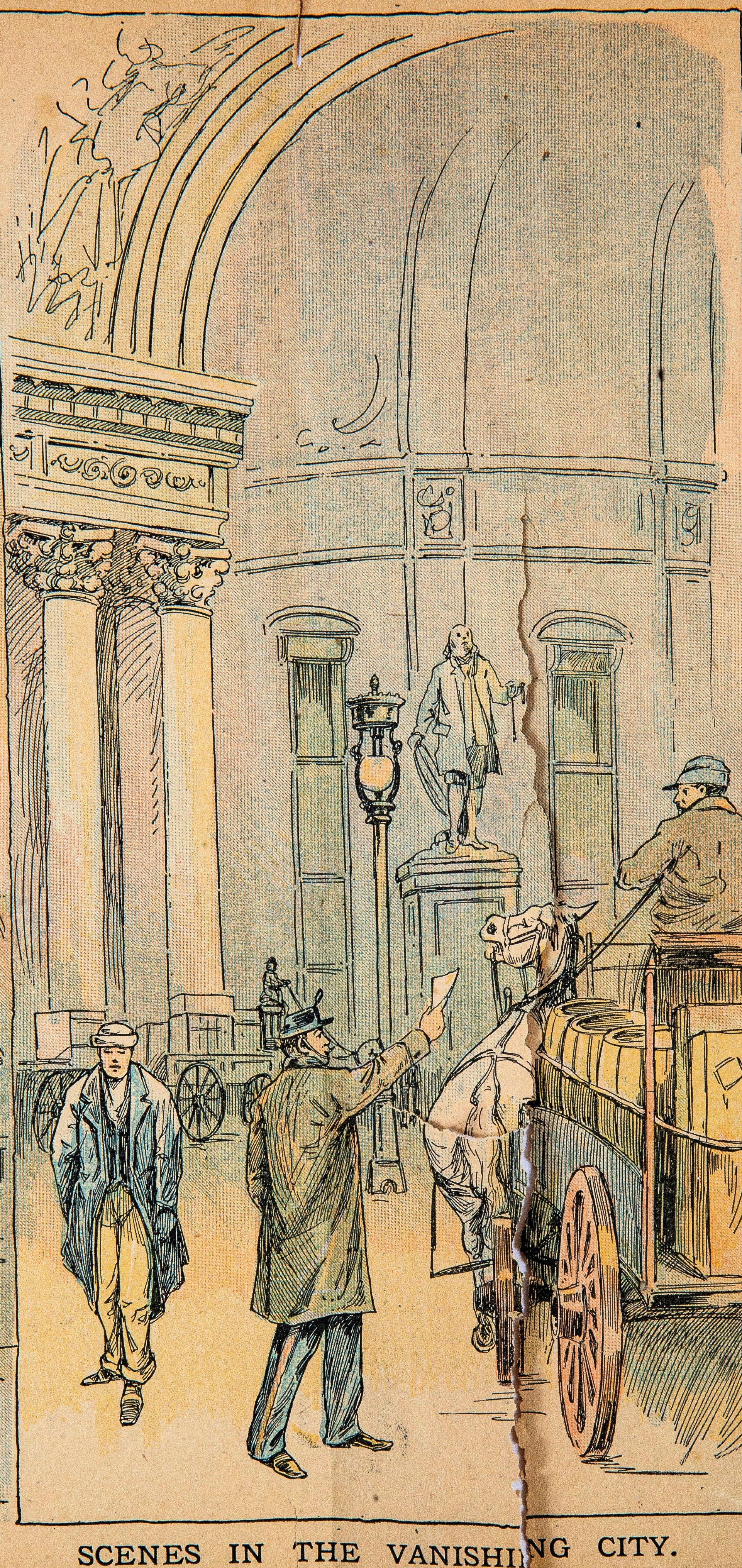 rare inter-ocean 1893 "scenes from the vanishing city" hand-colored lithograph