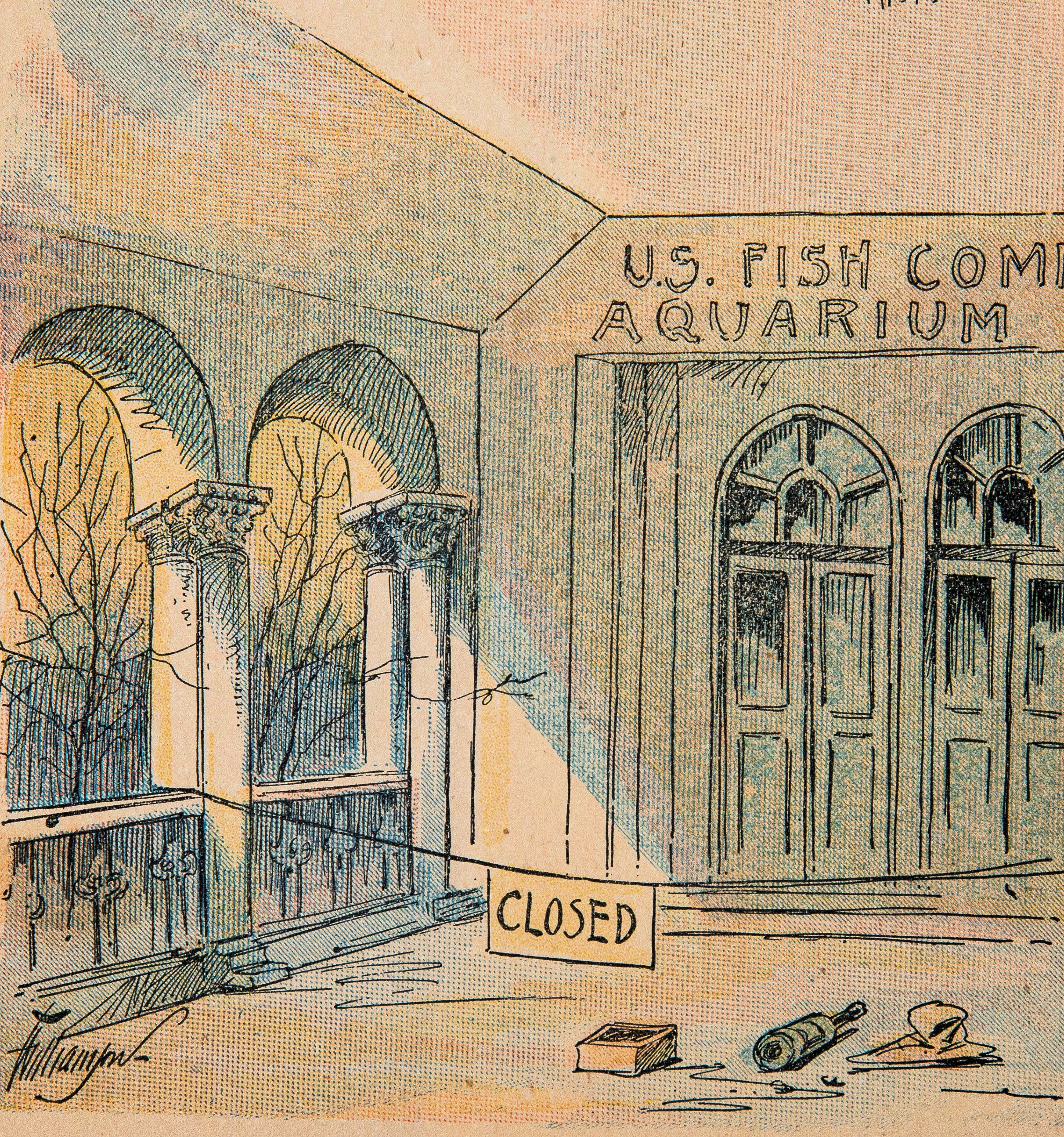 rare inter-ocean 1893 "scenes from the vanishing city" hand-colored lithograph