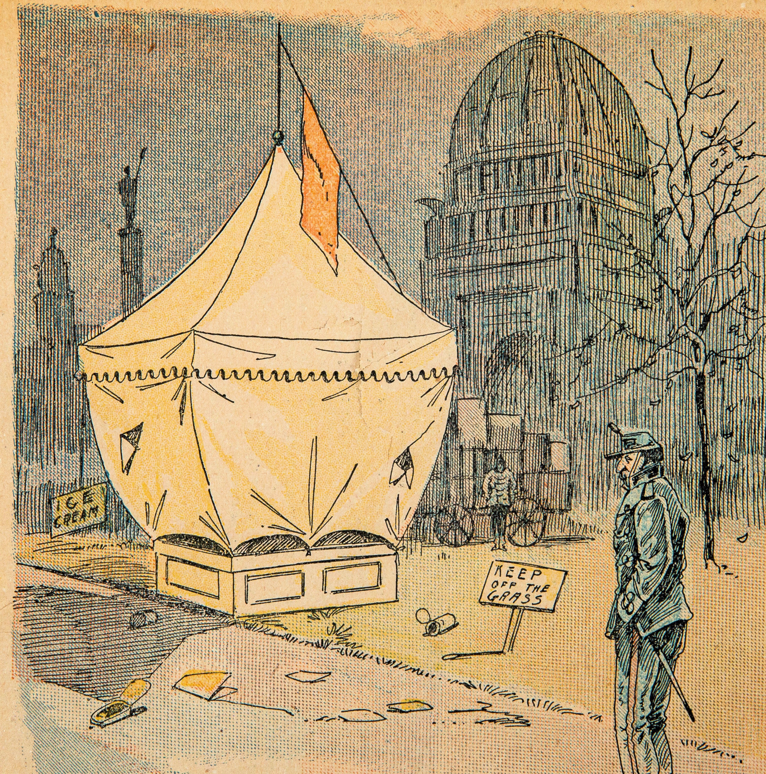 rare inter-ocean 1893 "scenes from the vanishing city" hand-colored lithograph