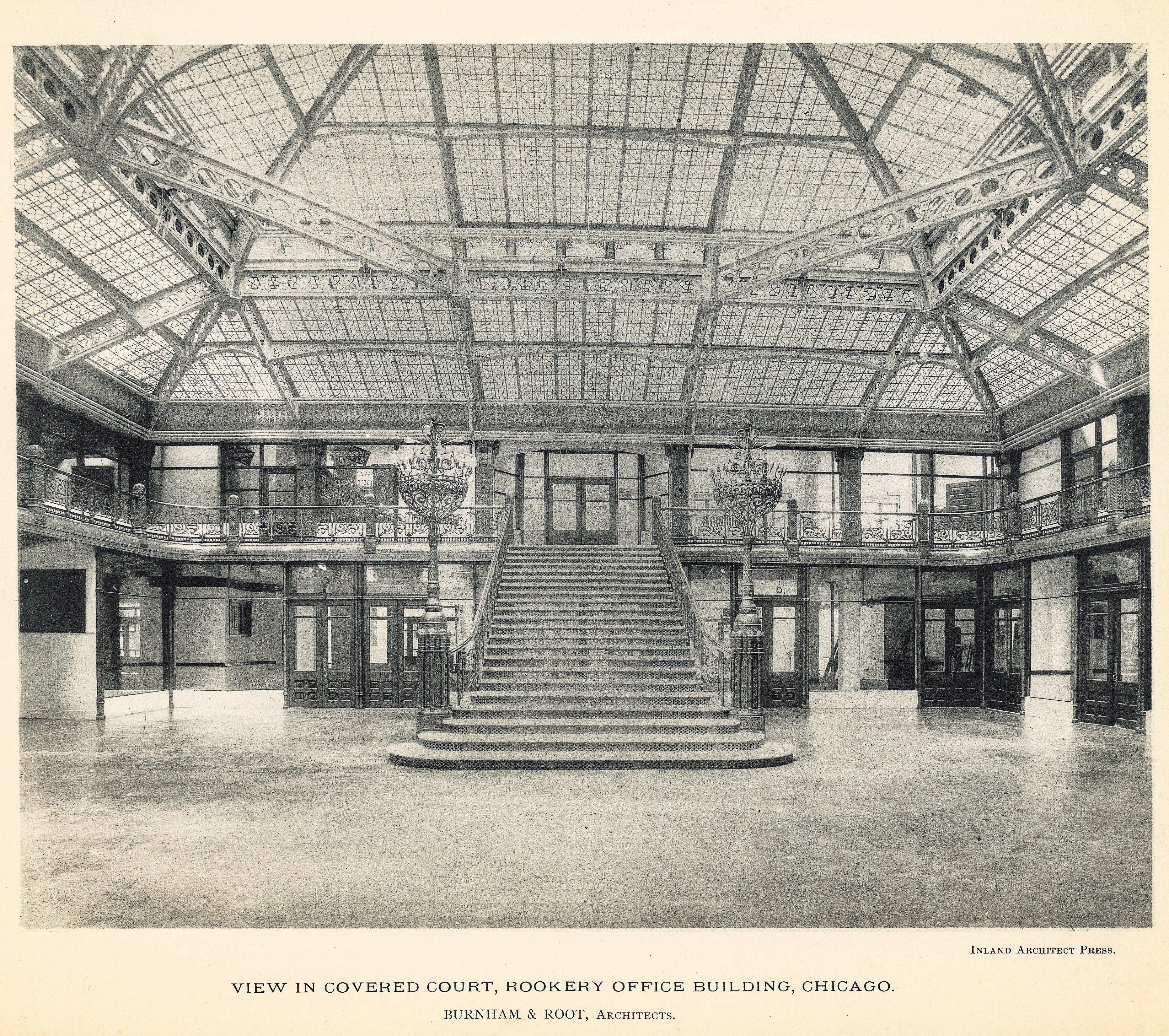 group of original burnham and root rookery building (1888) lithographic prints