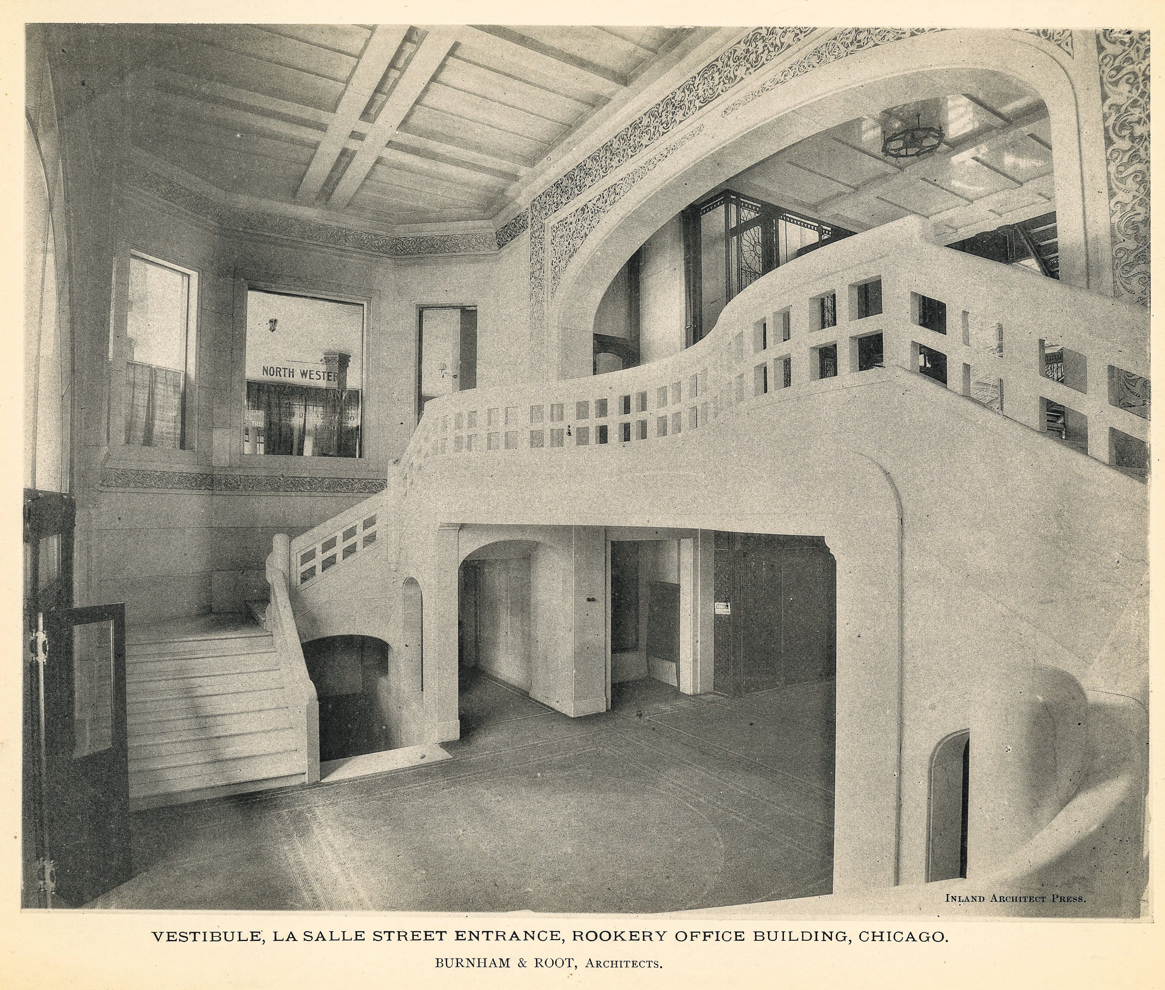 group of original burnham and root rookery building (1888) lithographic prints