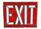 original 1928 stained glass exist sign salvaged from racine's venetian theater