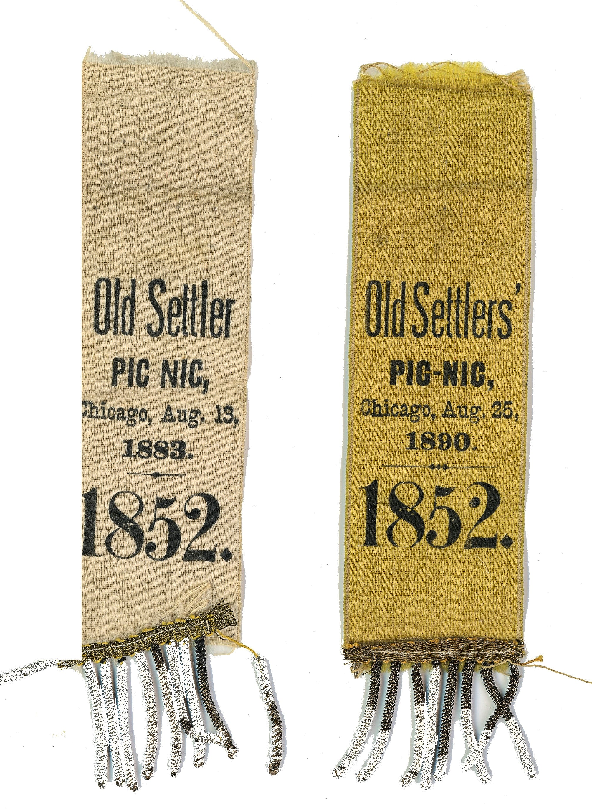 rare 1880-90s original settlers' pic-nic picnic ribbons chicago