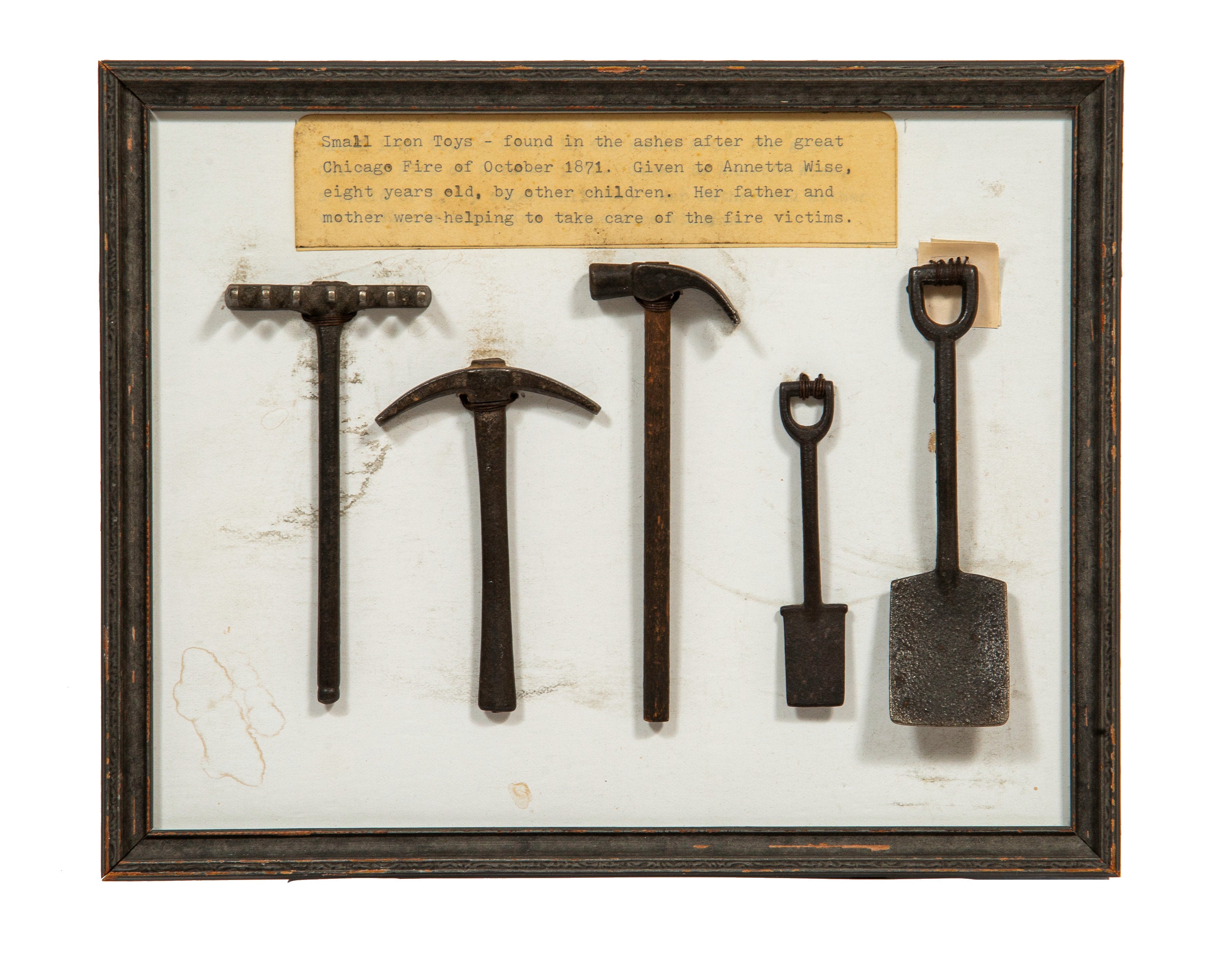 rare collection of mounted 1871 chicago fire relics from a prominent collector