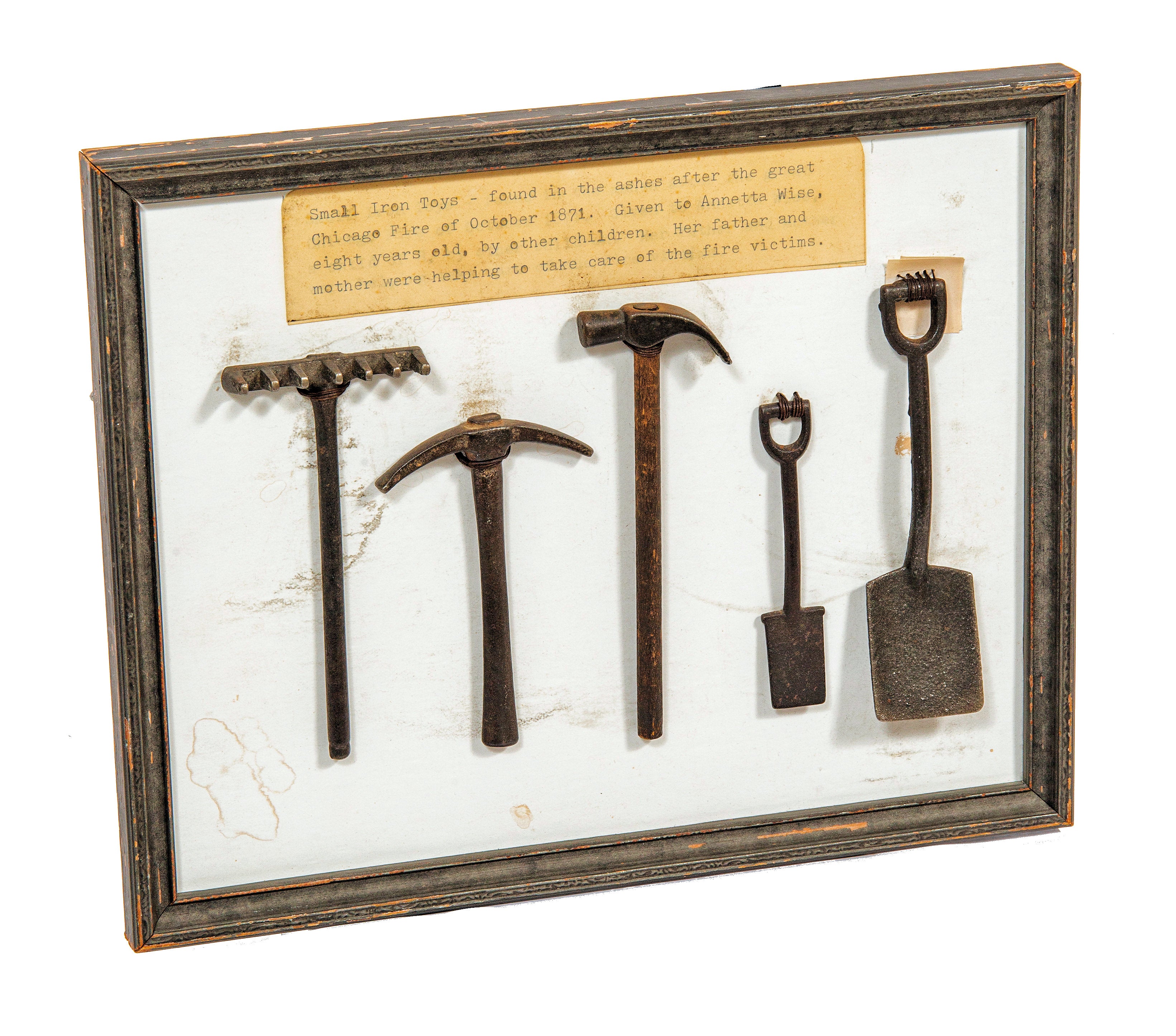 rare collection of mounted 1871 chicago fire relics from a prominent collector