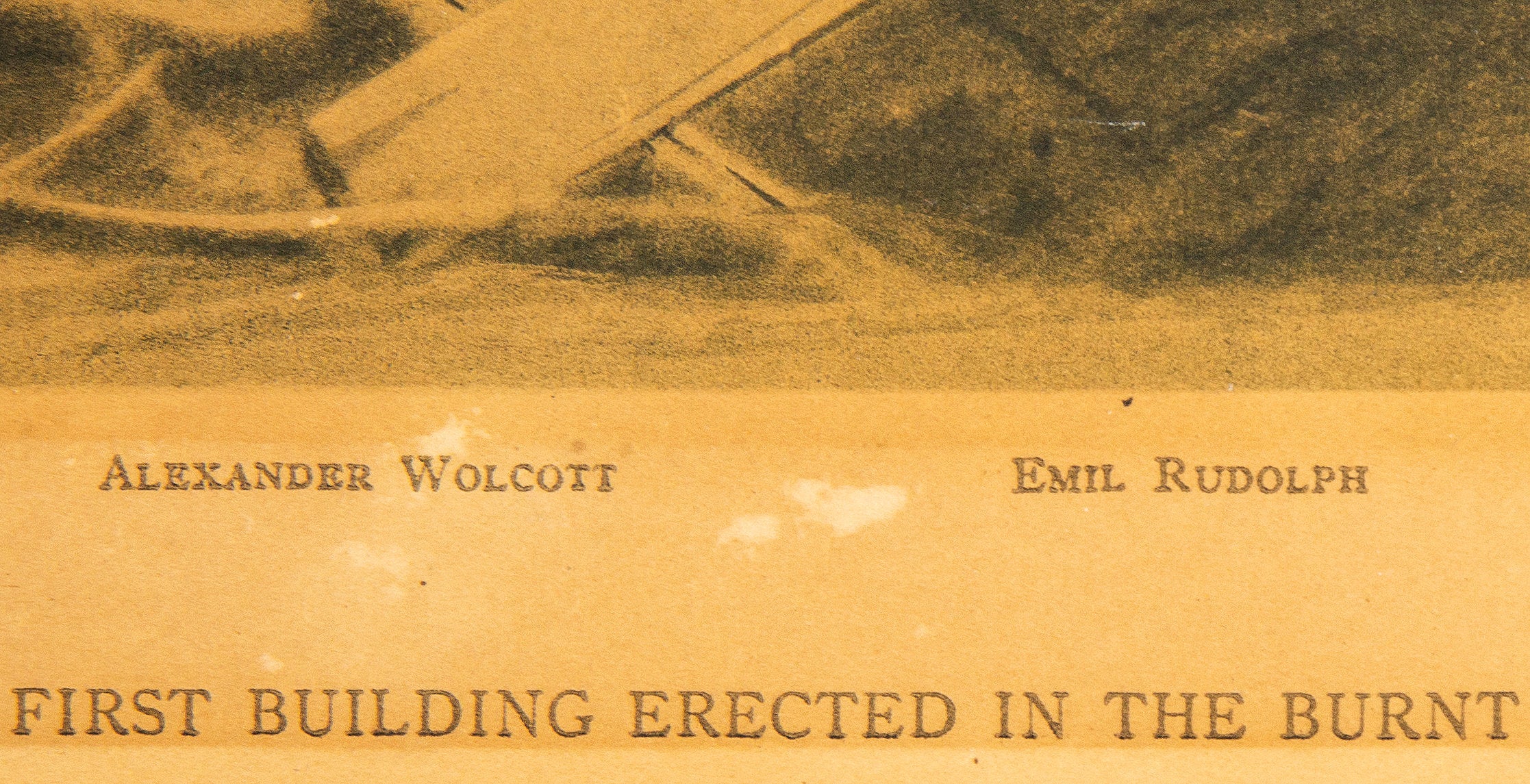 lithographic print of the w.d. kerfoot realty company building signed and dated by emil rudolph to his friend john “bet-a-million” gates