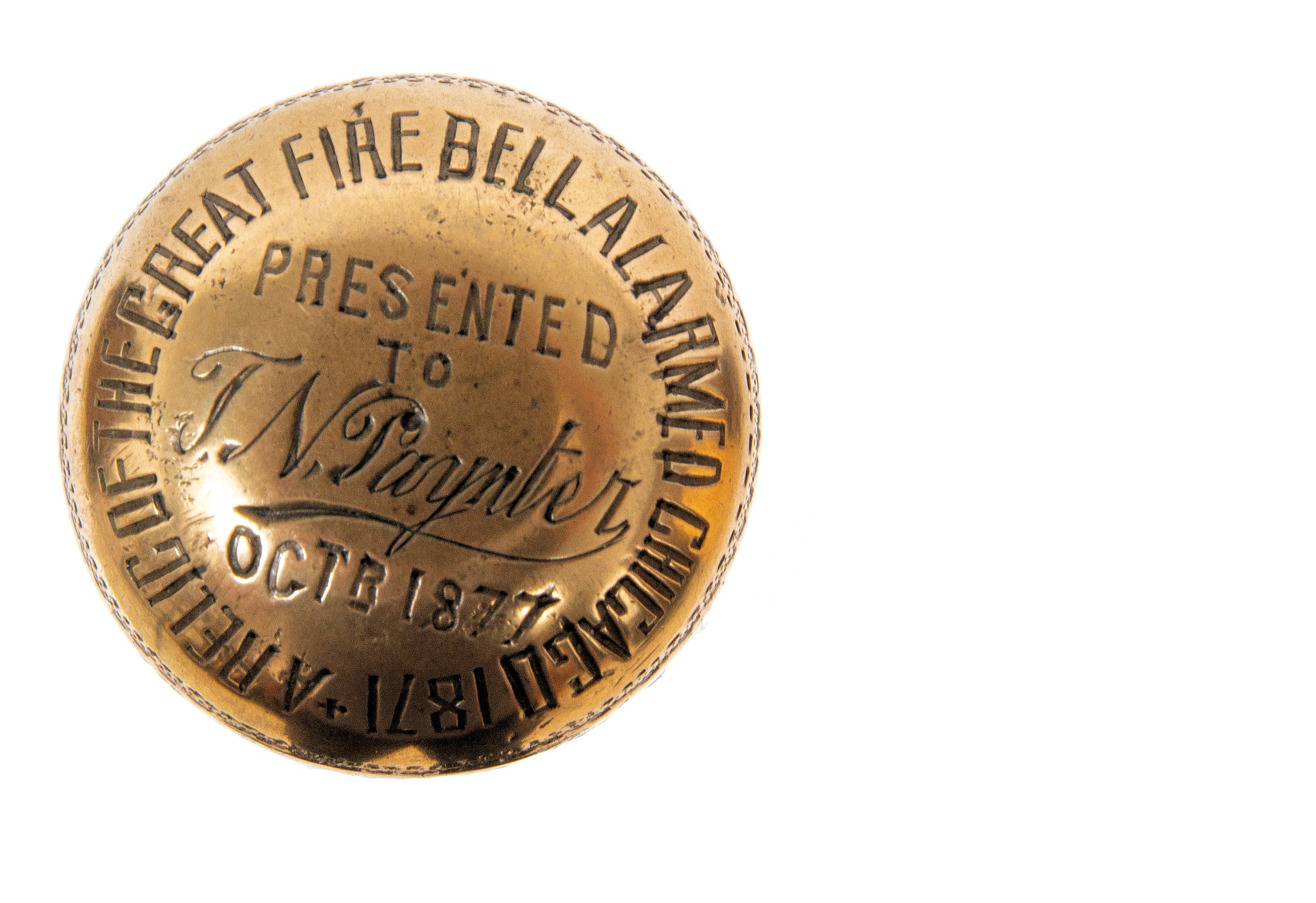 museum quality 1871 great chicago fire city hall bell fire relic presentation walking cane