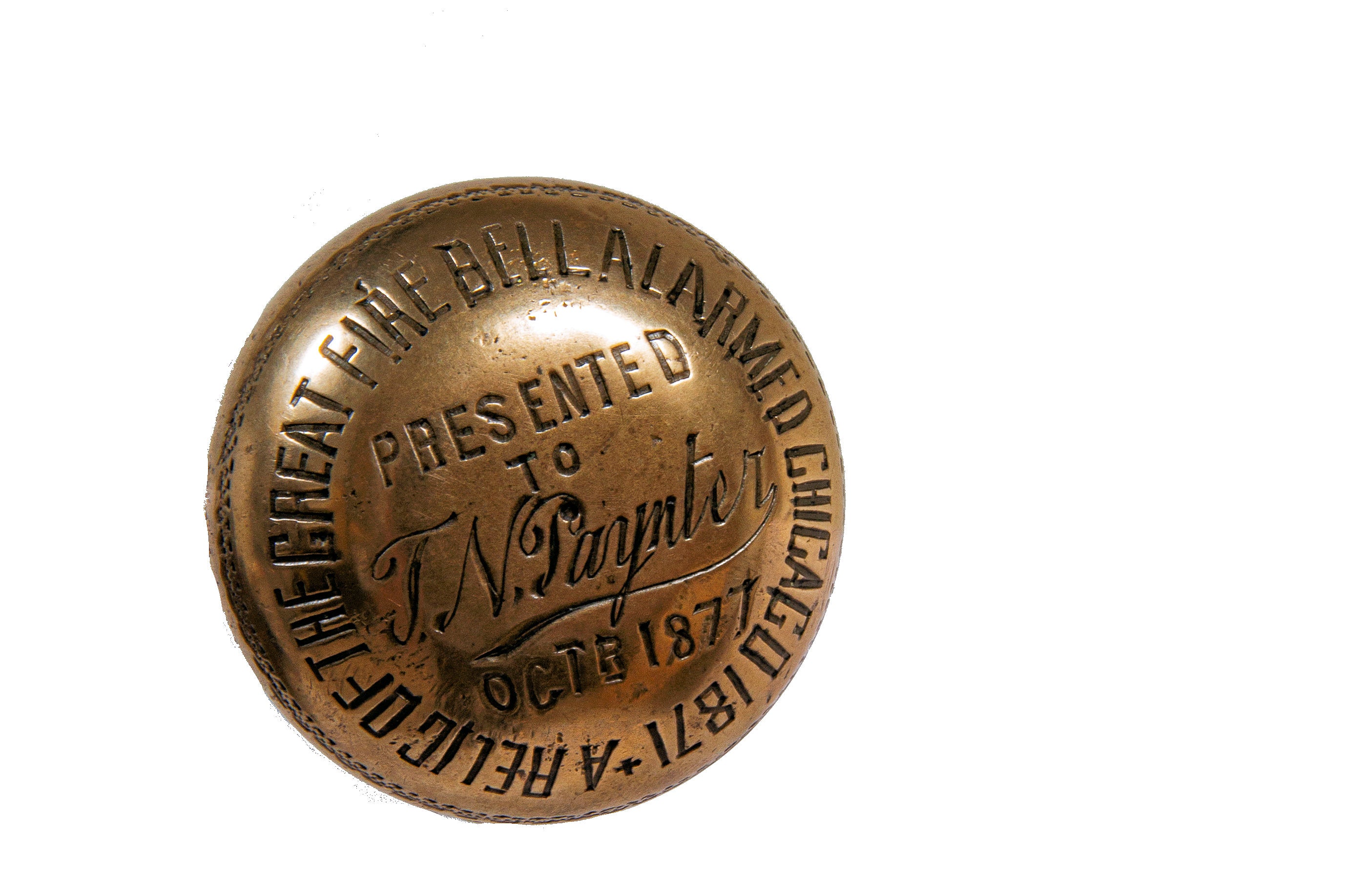 museum quality 1871 great chicago fire city hall bell fire relic presentation walking cane