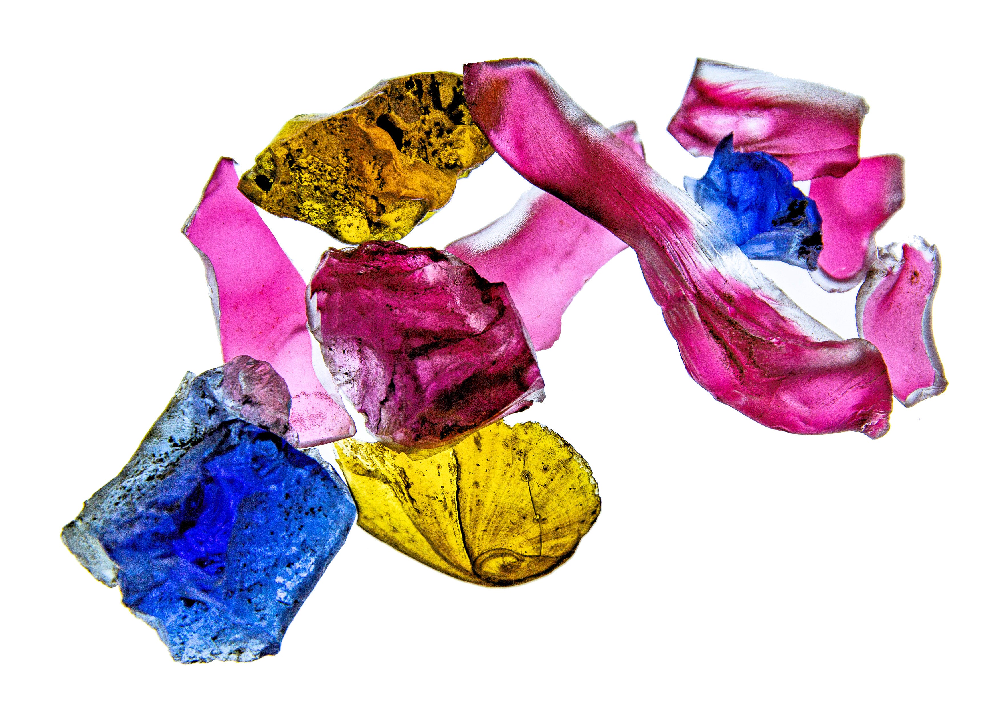glass fragments salvaged as souvenirs from a "church and school" in the burned district around the time of the great chicago fire of 1871
