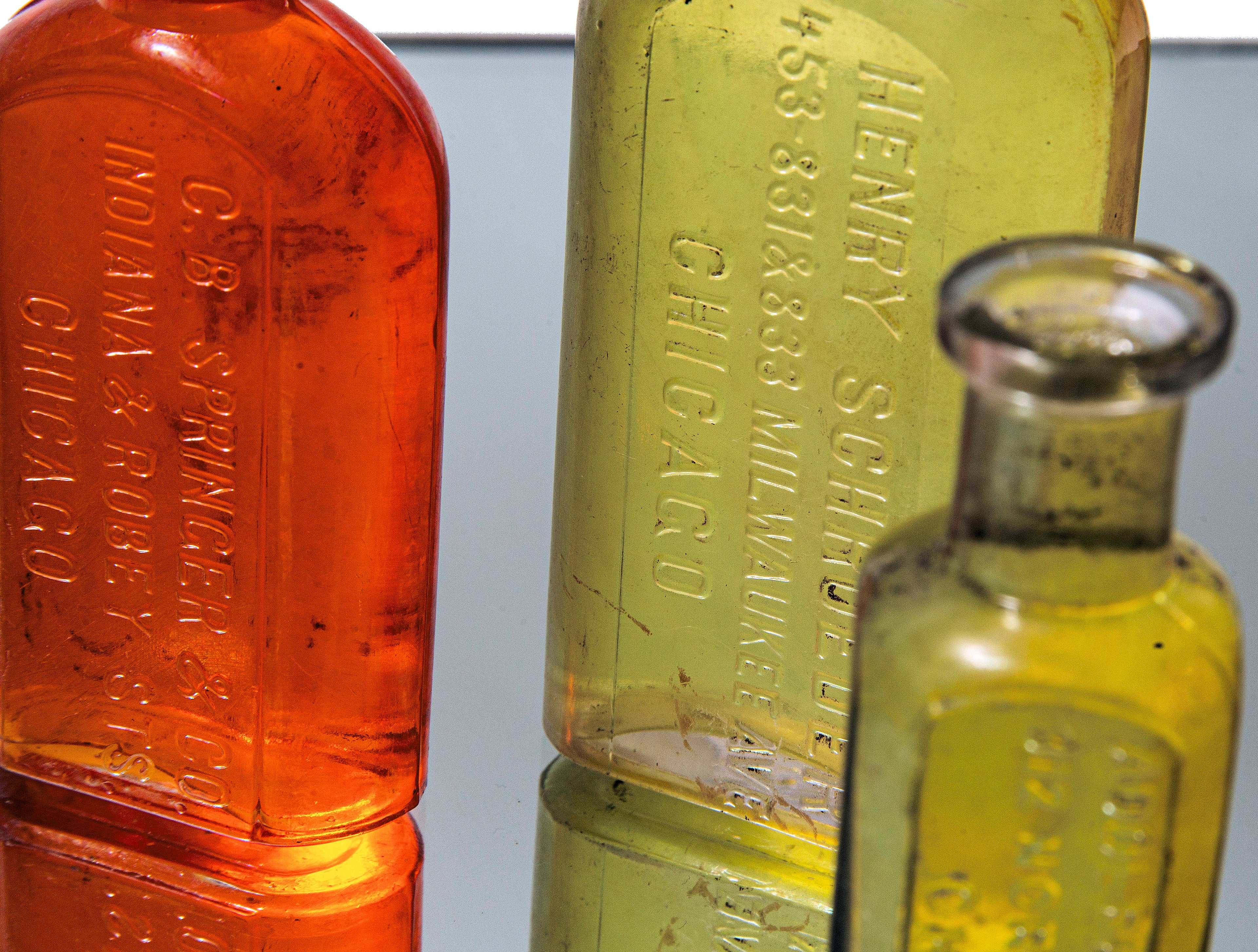 group of late 19th and early 20th century dug chicago druggists glass bottles