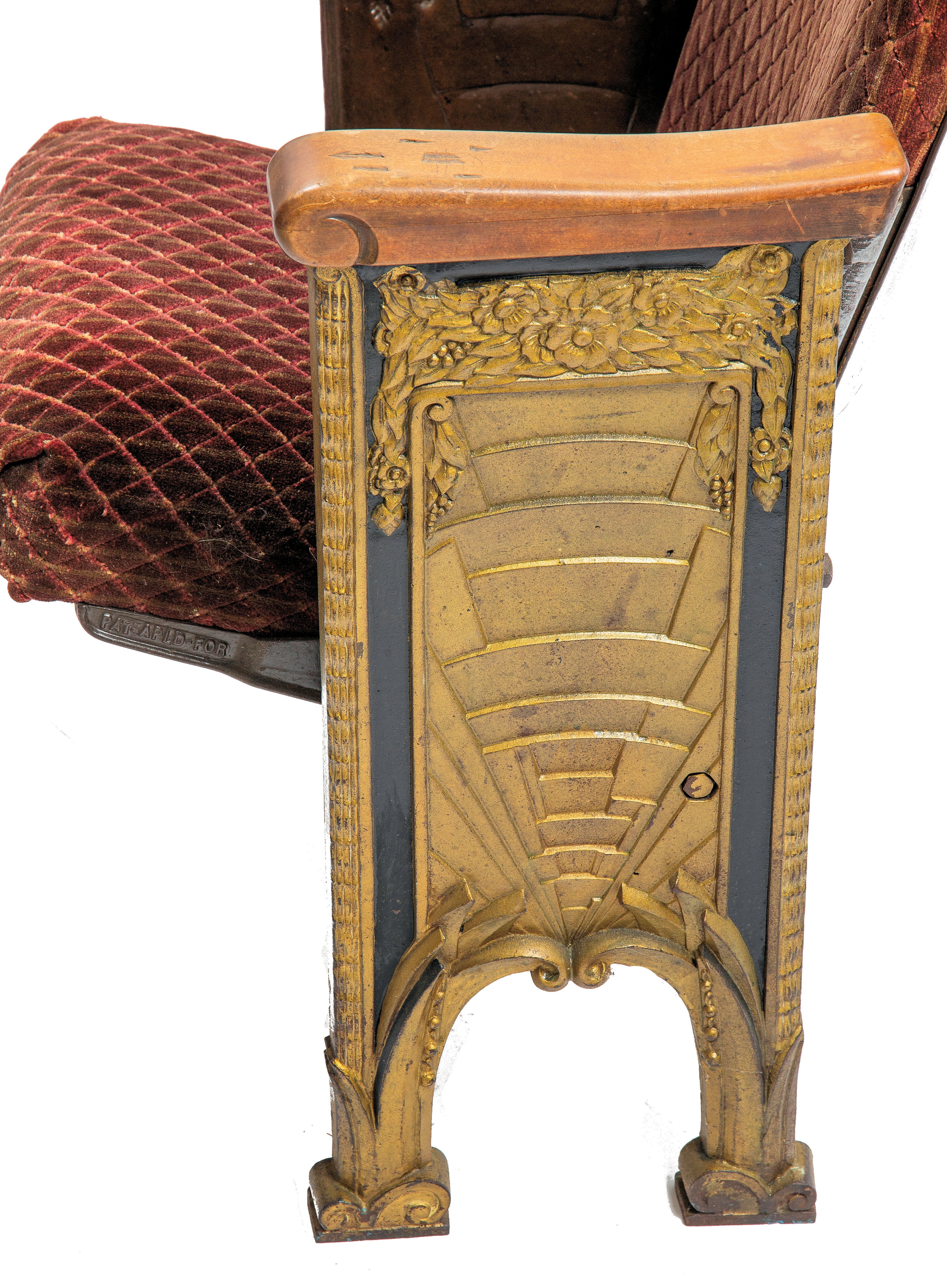 original 1930s art deco style chicago theater chair with original mohair seat and backrest