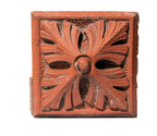 group of four 1880s red slip-glazed ornamental terra cotta blocks salvaged from la crosse, wisc. post office demolished in 1965