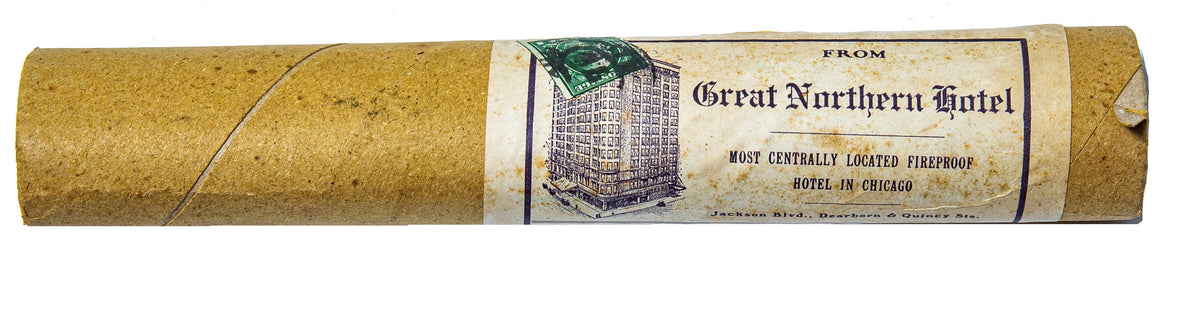 1911 panoramic lithographic souvenir depicting downtown chicago, viewed from burnham and root’s 16-story great northern hotel