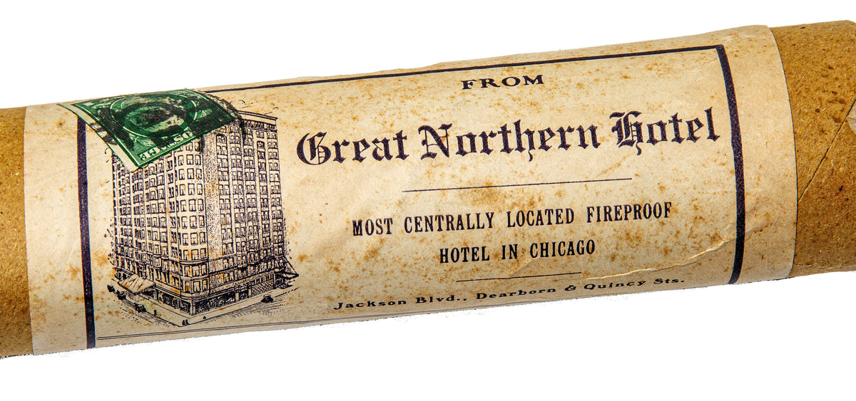 1911 panoramic lithographic souvenir depicting downtown chicago, viewed from burnham and root’s 16-story great northern hotel