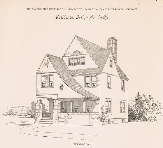 original and rare folio-sized late 19th century american beautifully illustrated co-operative building plan association's "building designs" portfolio