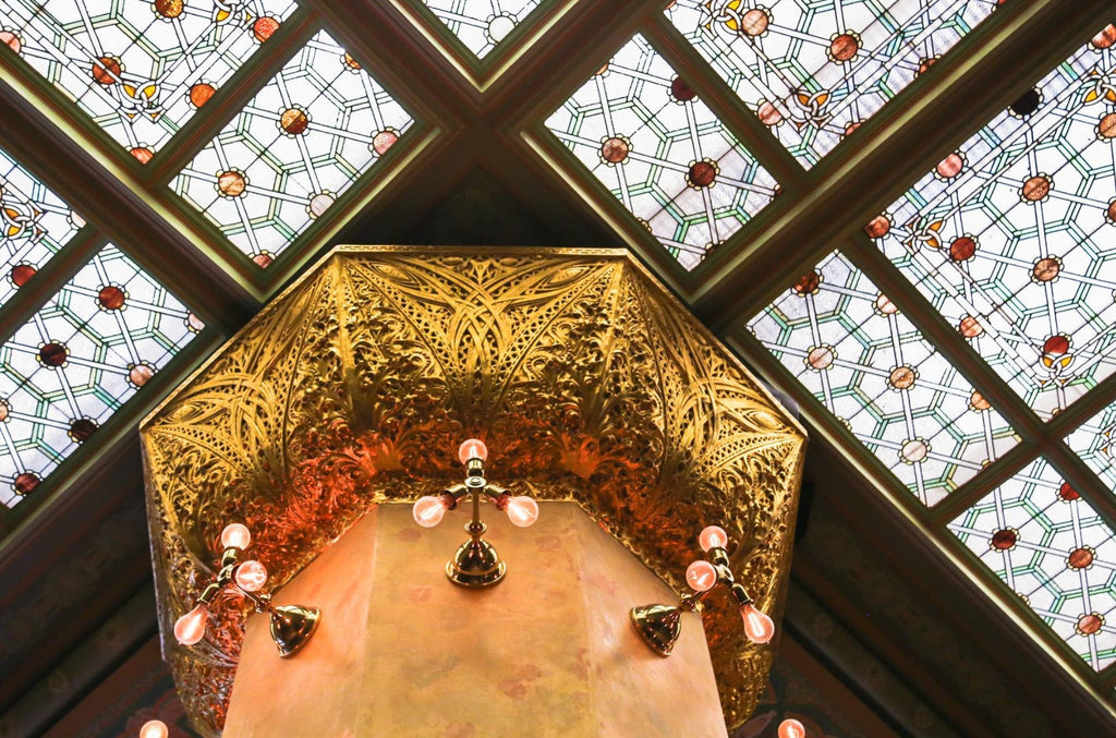 original 1893 museum-quality adler and sullivan chicago stock exchange trading room art glass skylight window