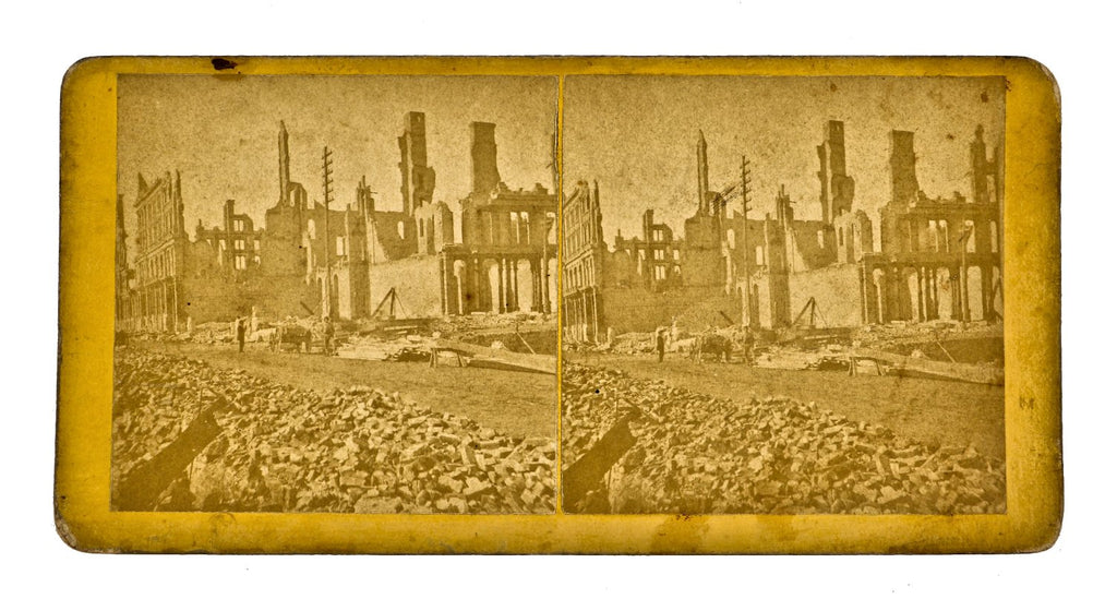single original antique american october 1871 great chicago fire stereograph or stereoview card depicting the "burnt district" shortly after the fire