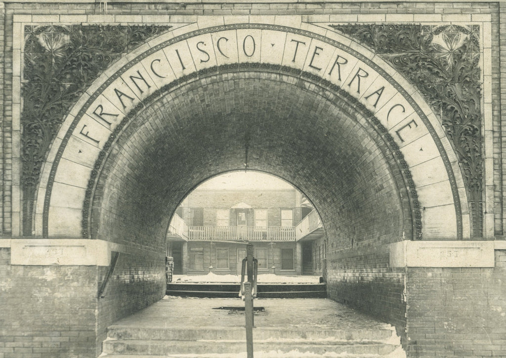 two matching painted yellow pine wood exterior balcony spindles salvaged from frank lloyd wright's francisco terrace during its demolition in 1974