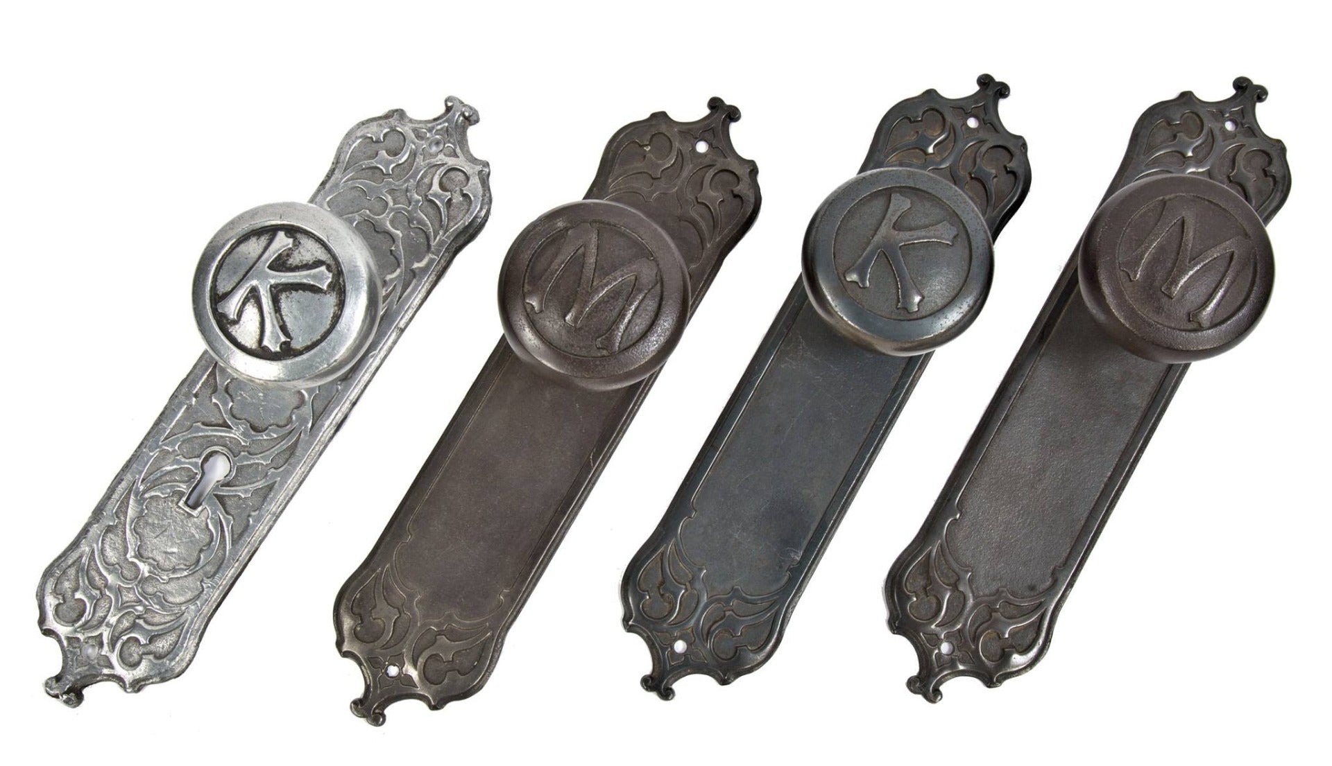 original john wellborn root-designed ornamental cast iron monadnock building doorknob and backplate