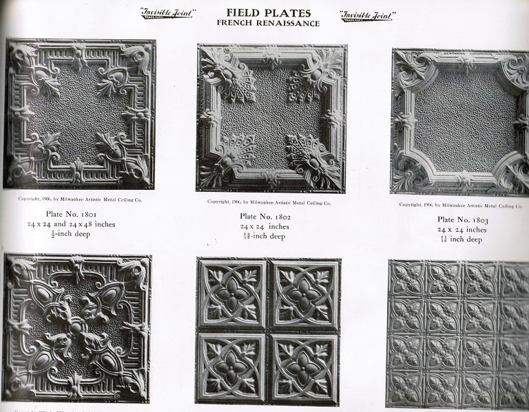 rare and highly sought after original c.1909 milwaukee artistic metal ceiling company extensive "walls and ceilings" ornamental metalwork catalog