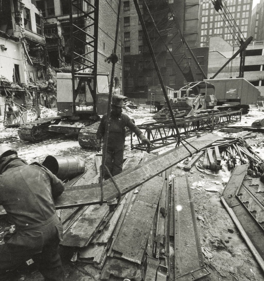 original 1893 copper-plated cast iron chicago stock exchange building interior staircase stringer fragment