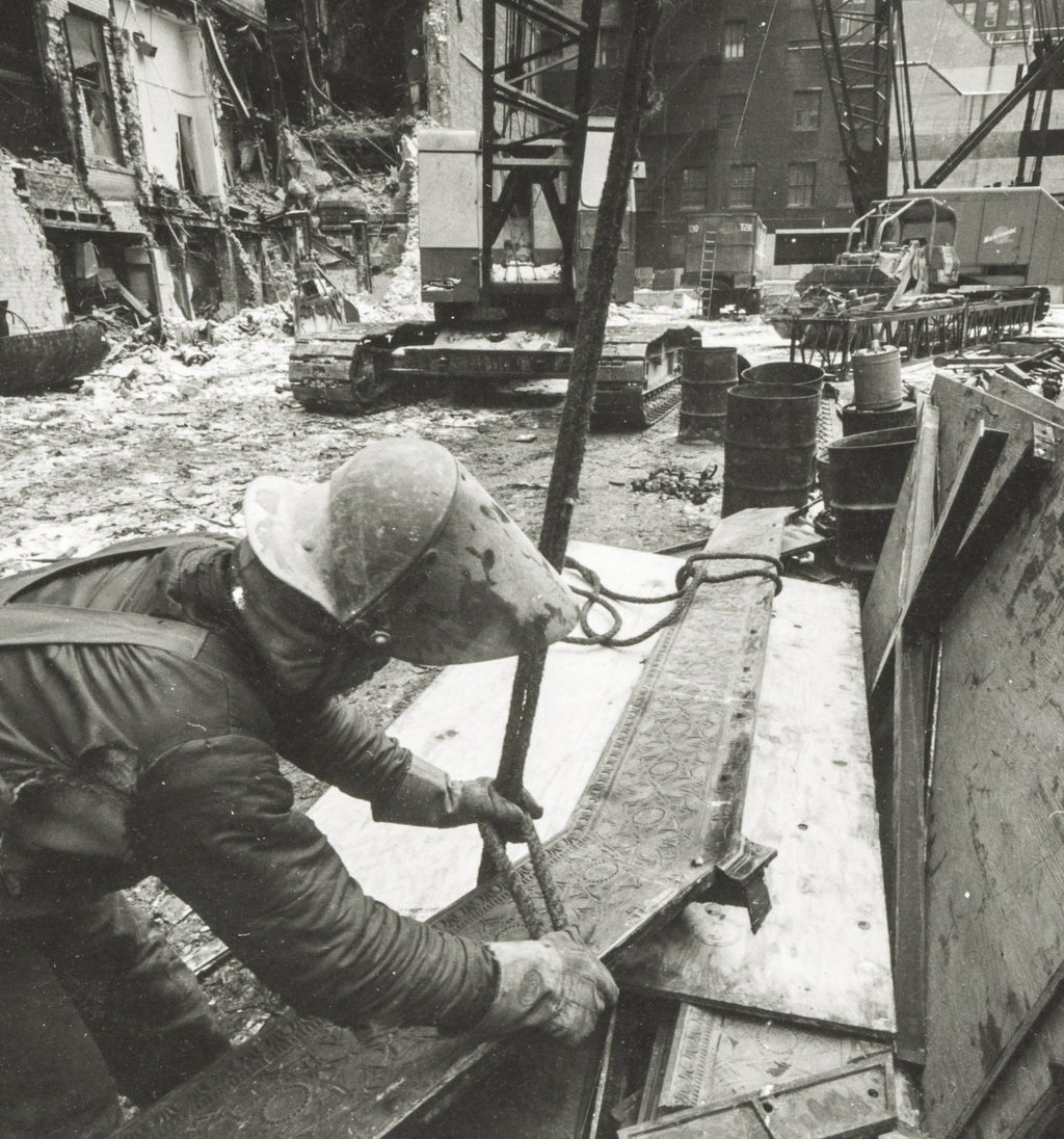 original 1893 copper-plated cast iron chicago stock exchange building interior staircase stringer fragment