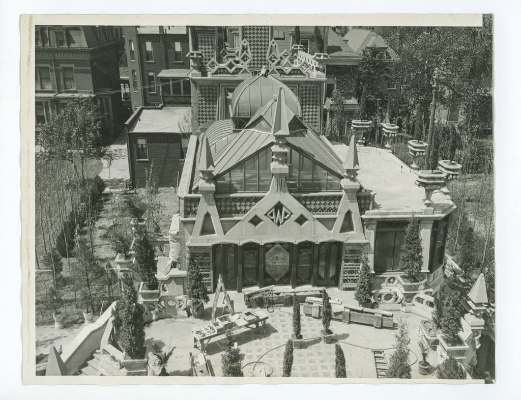 original pink terrazzo floor fragment unearthed from washington porter jr.'s south side chicago "kiosk sphinx"