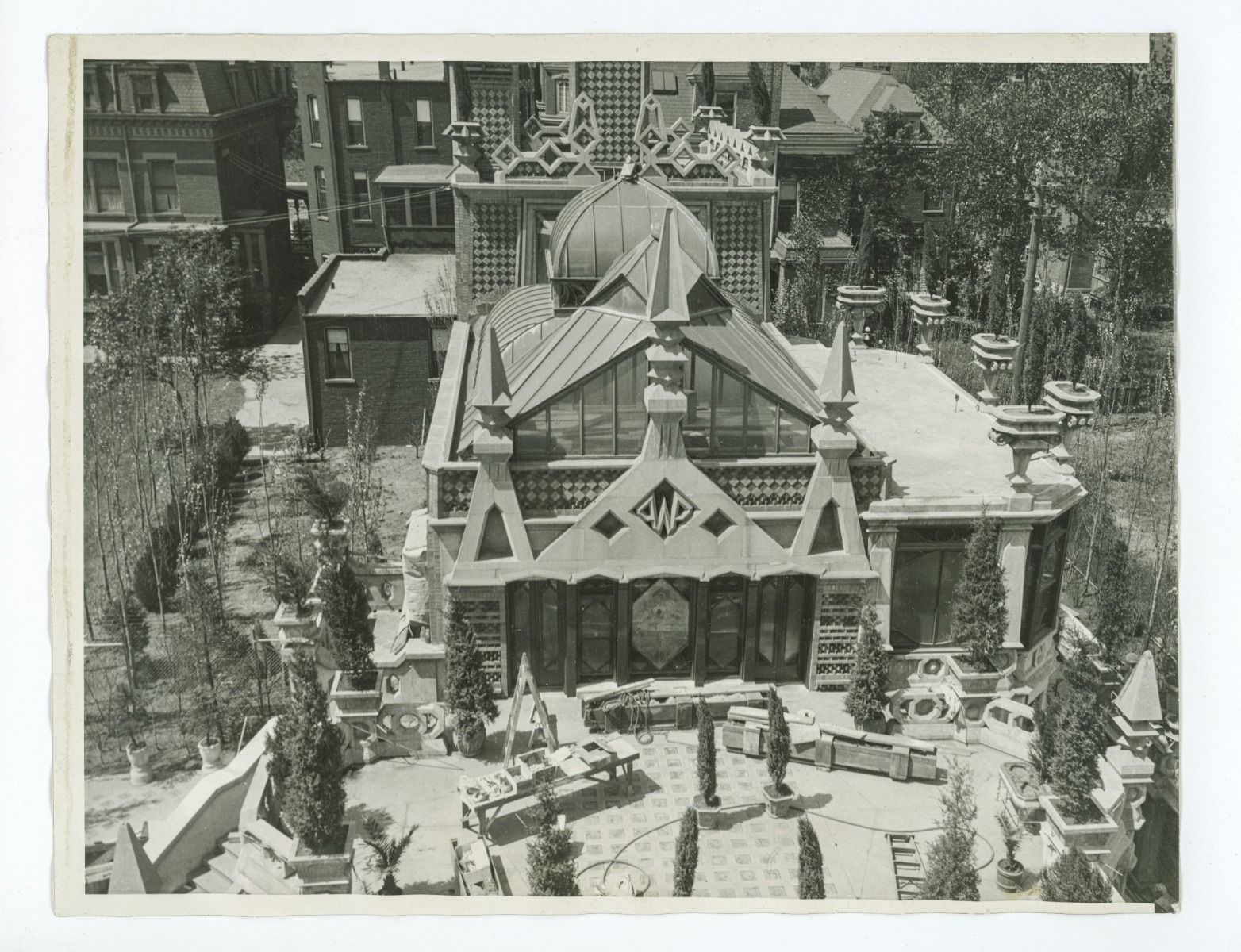 original pink terrazzo floor fragment unearthed from washington porter jr.'s south side chicago "kiosk sphinx"