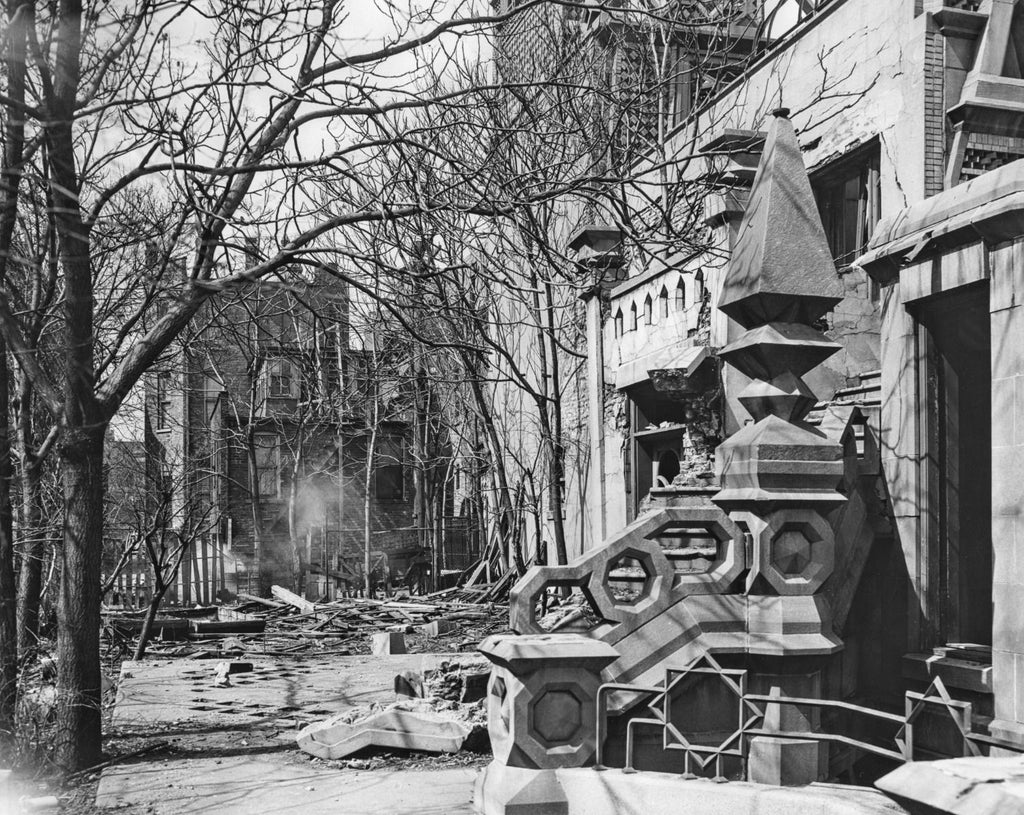 original pink terrazzo floor fragment unearthed from washington porter jr.'s south side chicago "kiosk sphinx"