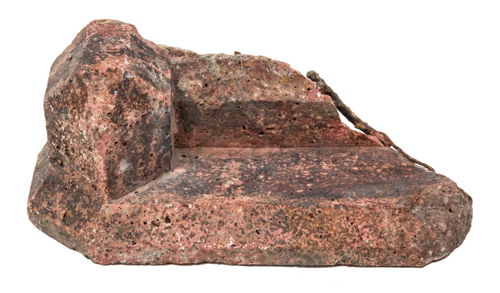 original colored concrete building fragment unearthed from the site of washington porter's kiosk sphinx