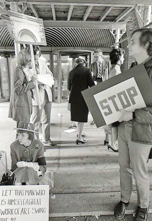 original 1972 kirby green-designed adler and sullivan chicago stock exchange demolition protest single-sided placard
