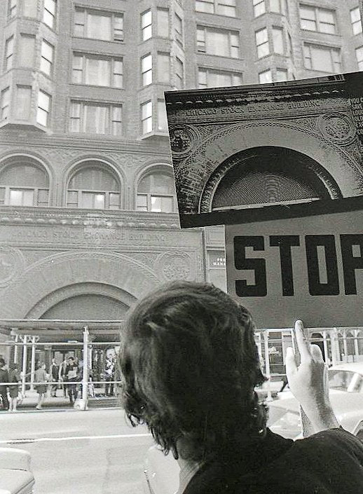 original 1972 kirby green-designed adler and sullivan chicago stock exchange demolition protest single-sided placard