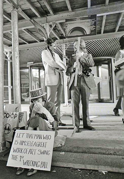 original 1972 kirby green-designed adler and sullivan chicago stock exchange demolition protest single-sided placard