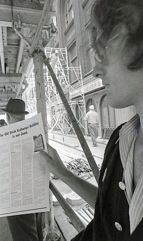 original 1972 kirby green-designed adler and sullivan chicago stock exchange demolition protest single-sided placard