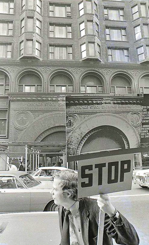 original 1972 kirby green-designed adler and sullivan chicago stock exchange demolition protest single-sided placard