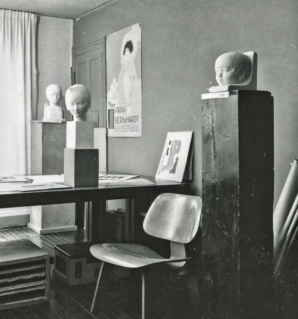 alfonso iannelli-designed cast plaster and/or resin sculpture model with allover ivory white finish